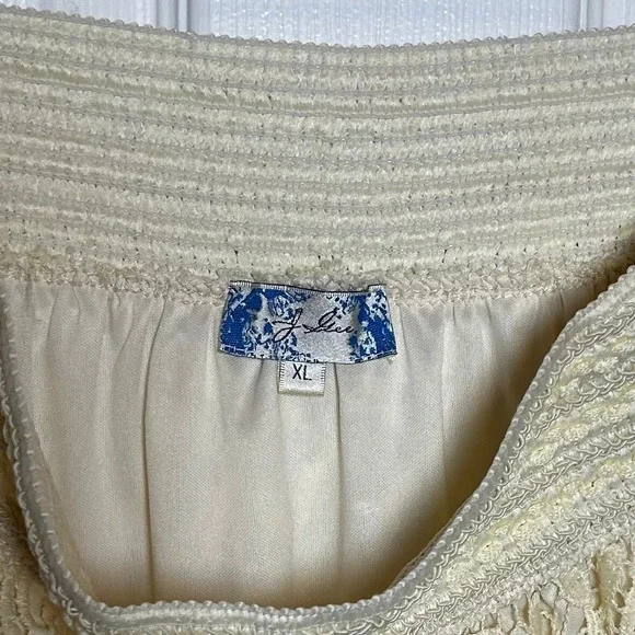 J. Gee Cream Lace Crochet Boho Midi Skirt Elastic Waist XL - Picture 5 of 6